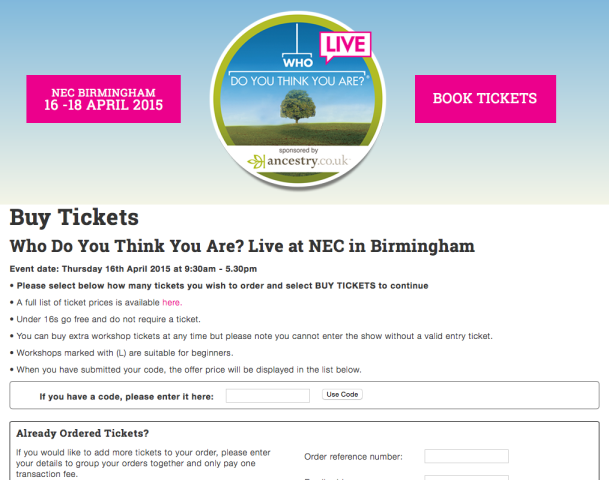 Who Do You Think You Are? Live 2015 ticket website