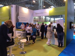 AncestryDNA stand with visitors