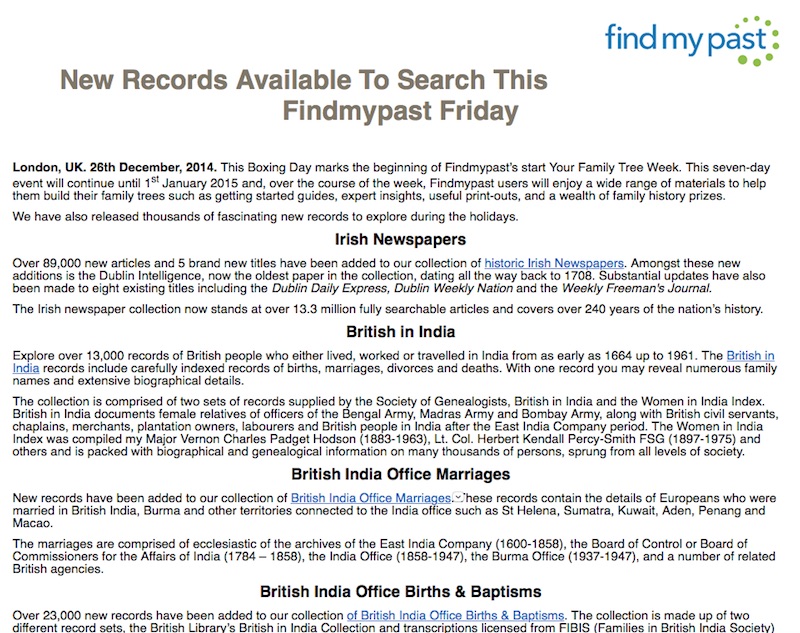 New India records available on findmypast
