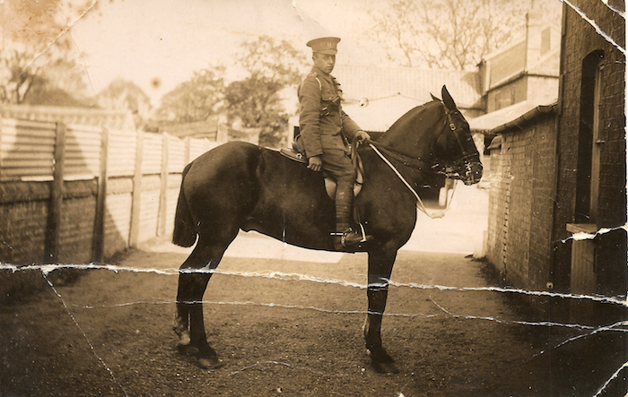 Pte Ernest Edward Thomas Dewey on horse (before)