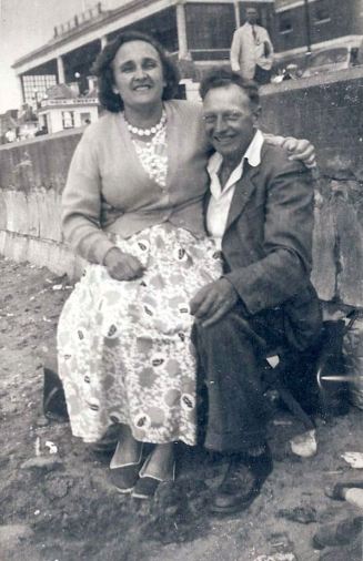 Edna and Percy, my grandparents in happier times. Probably Hunstanton during the 1950s. 
